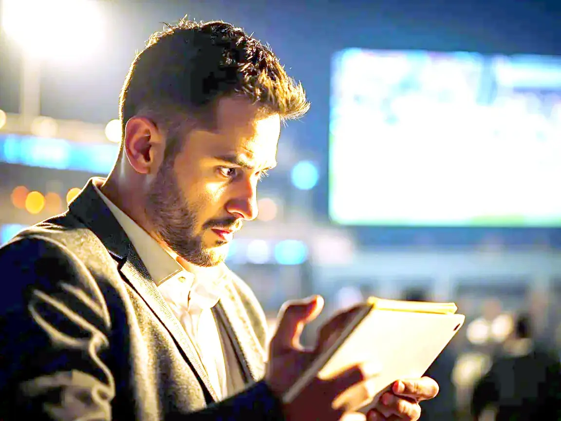 A player reviews the previous match on a smartphone before the next one