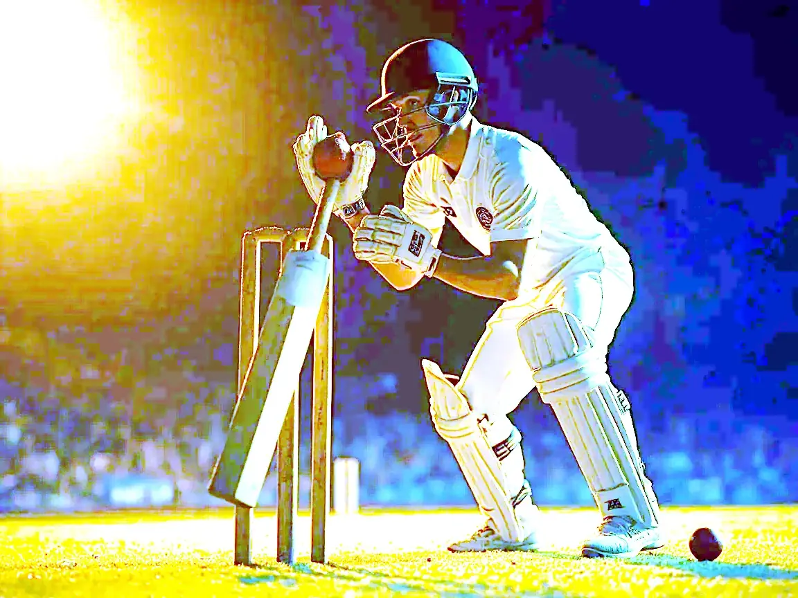 A fielder picks up the ball near the boundary rope